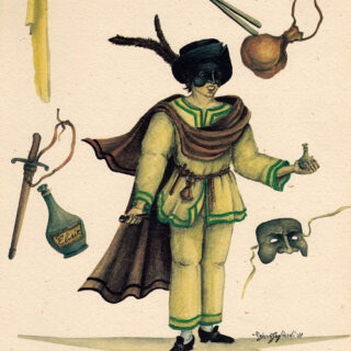 Tabarrino Maschera della Commedia dell'Arte,